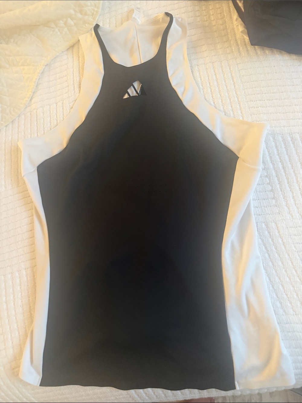 adidas Black and White High-Neck Athletic Tank